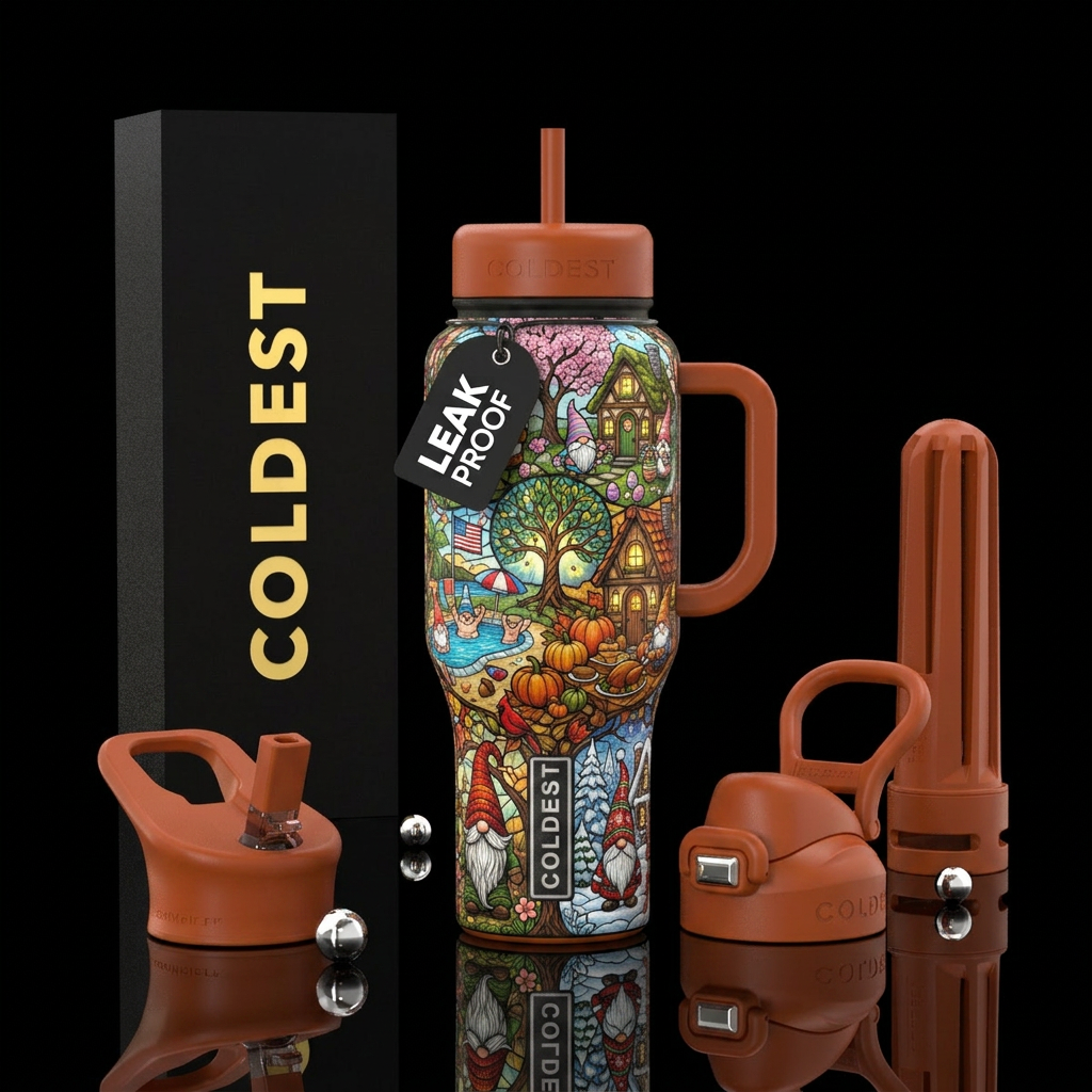 A Year in Gnomeville  A whimsical, highly detailed... water bottle design