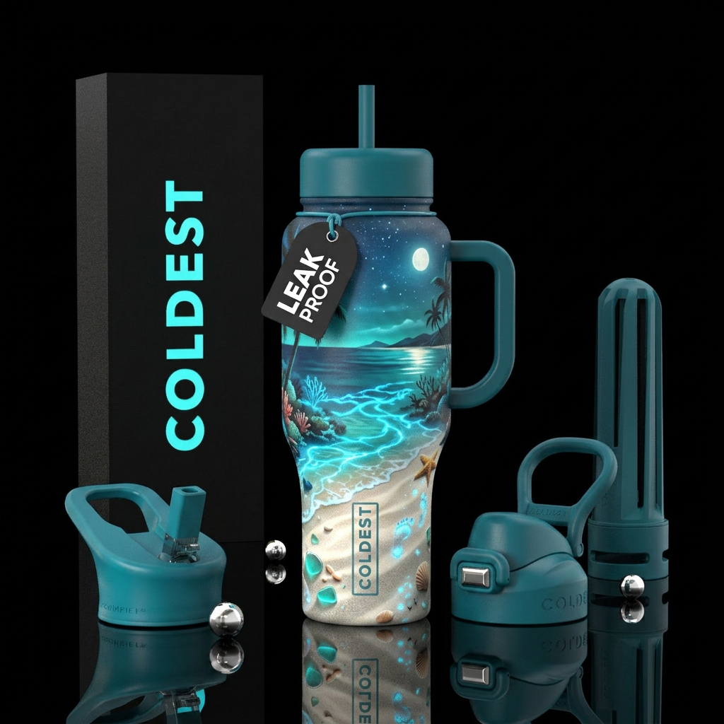 Design Name Ideas Endless Summer Coastal Escape Pa... water bottle design