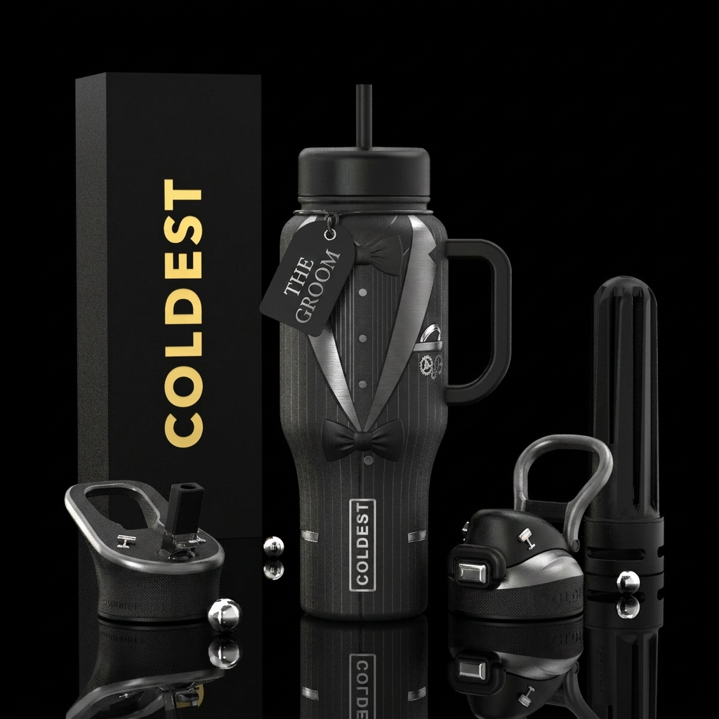 Groom Bottle: "The Groom" Theme Classic tuxedo lux... water bottle design