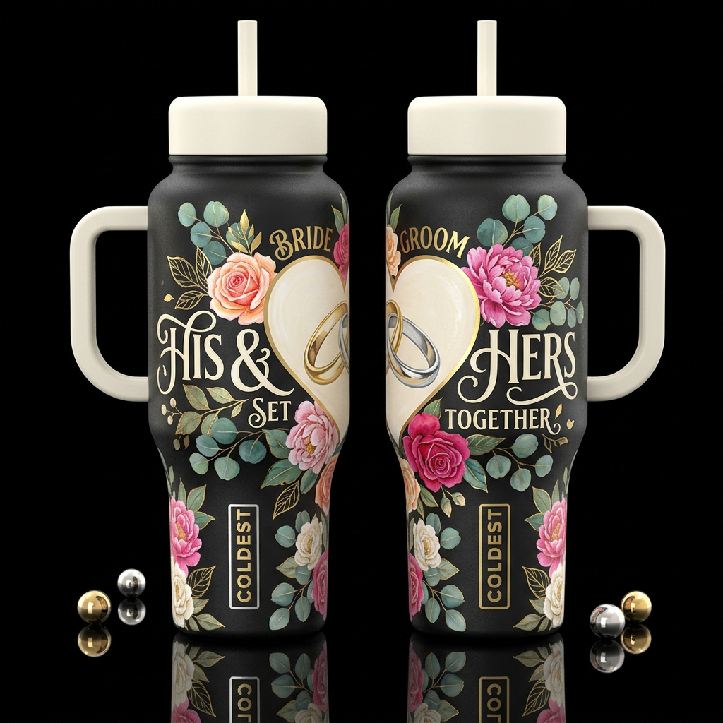 His & Hers Set The two bottles become one image wh... water bottle design