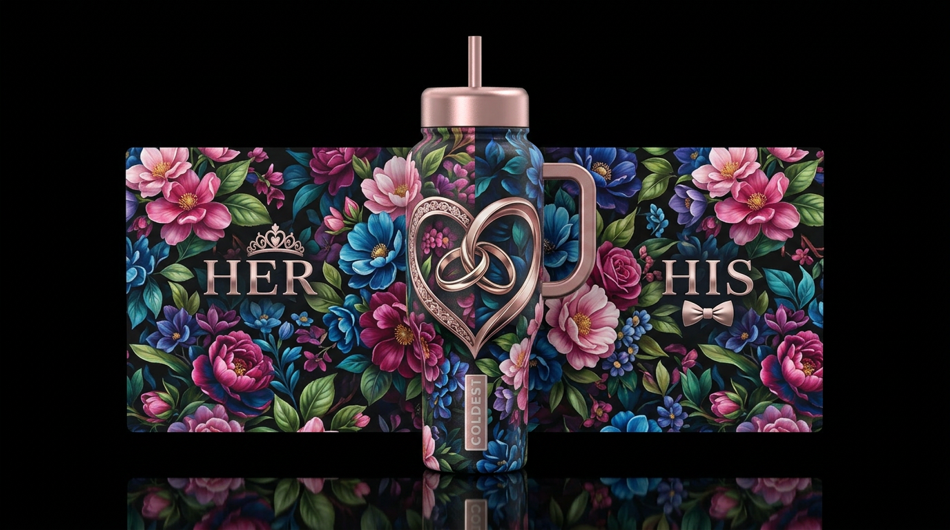 His & Hers Set The two bottles become one image wh... water bottle design