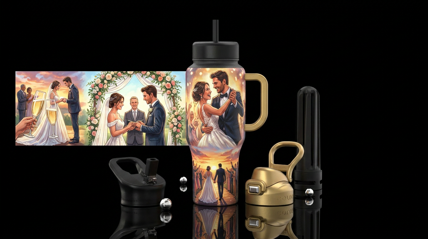 Wedding Day Collection Wraparound scenes featuring... water bottle design