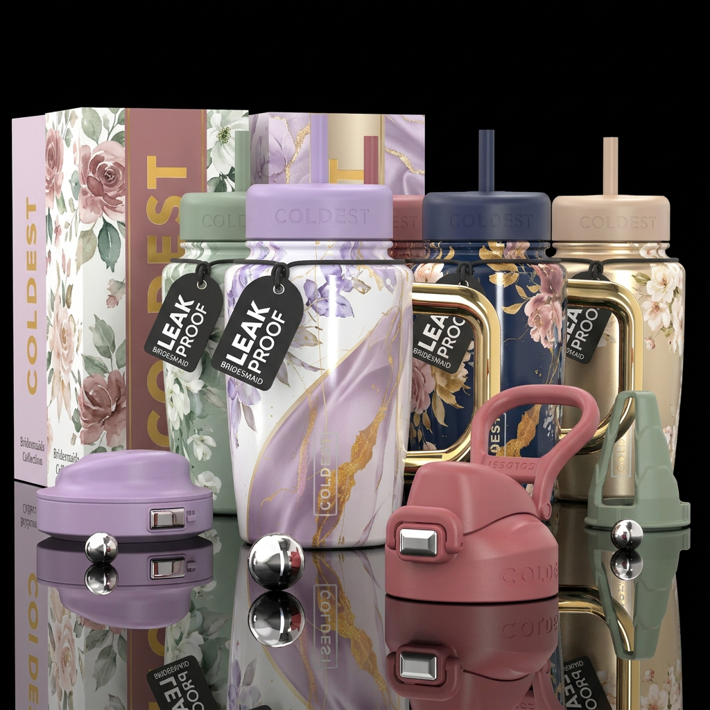 Bridesmaids Collection Colors: Dusty Rose Sage Gre... water bottle design