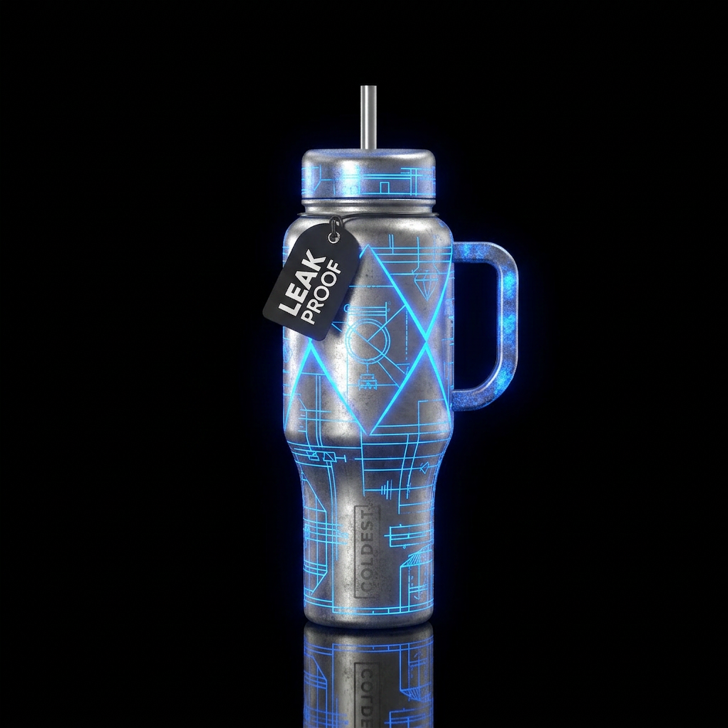 Glowie Version Daytime Industrial steel. Nighttime... water bottle design