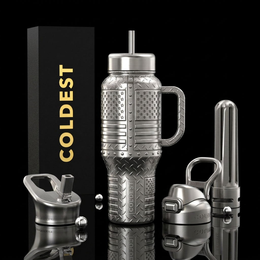 "Forged Freedom" Imagine: Full stainless diamond p... water bottle design