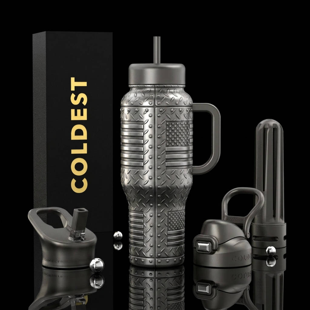 "Forged Freedom" Imagine: Full stainless diamond p... water bottle design