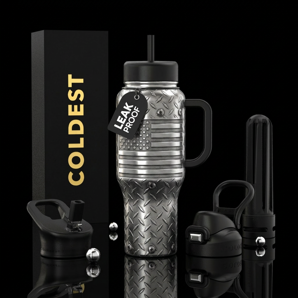 "Forged Freedom" Imagine: Full stainless diamond p... water bottle design