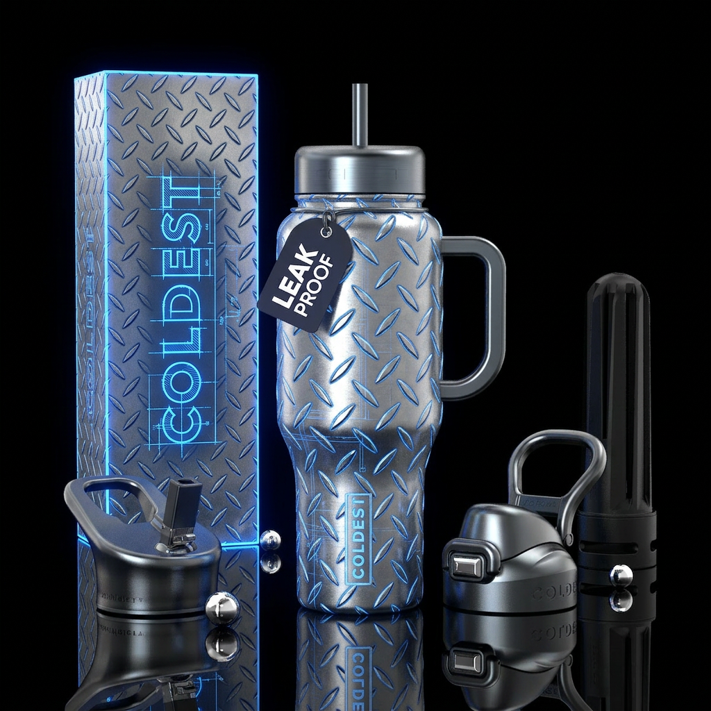 Glowie Version Daytime Industrial steel. Nighttime... water bottle design