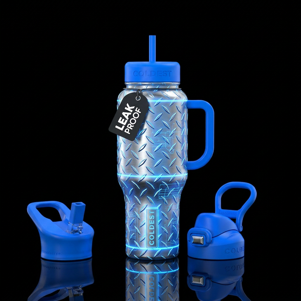 Glowie Version Daytime Industrial steel. Nighttime... water bottle design