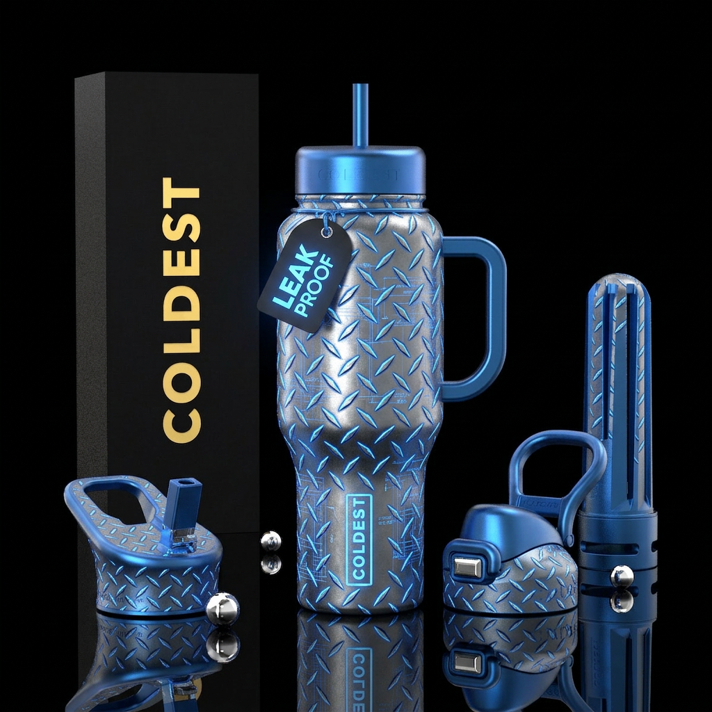 Glowie Version Daytime Industrial steel. Nighttime... water bottle design