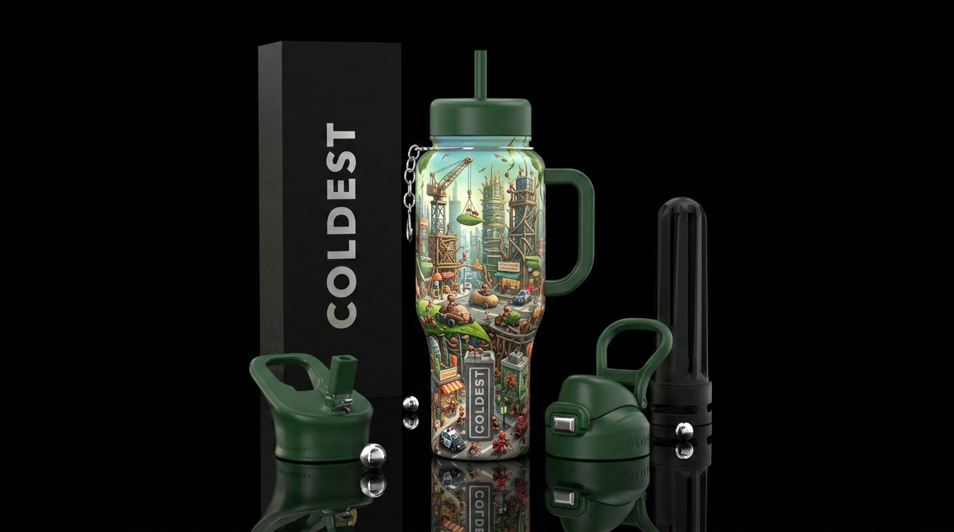 Antropolis A full ant city. Ants driving vehicles.... water bottle design