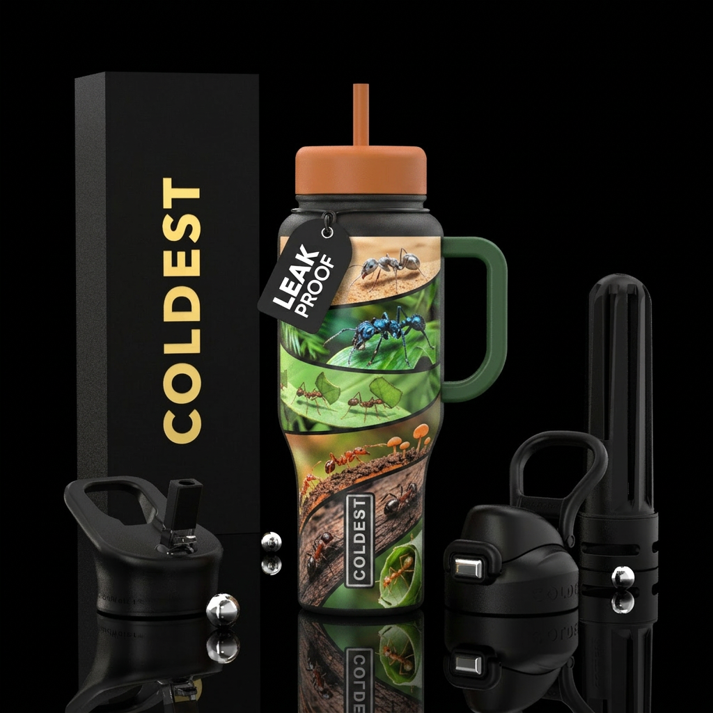 Ants Around the World Different sections of the tu... water bottle design