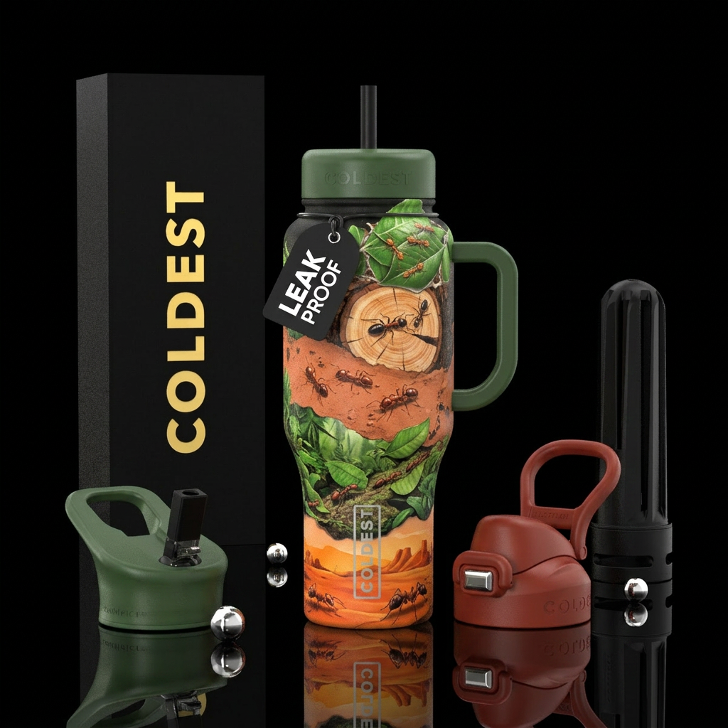 Ants Around the World Different sections of the tu... water bottle design