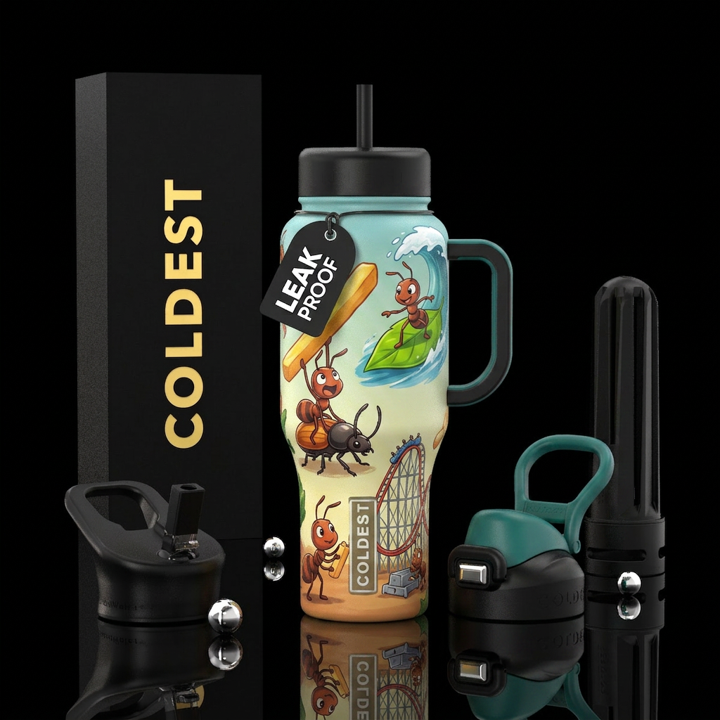 Cartoon Ant Adventure More family-friendly. Cute a... water bottle design