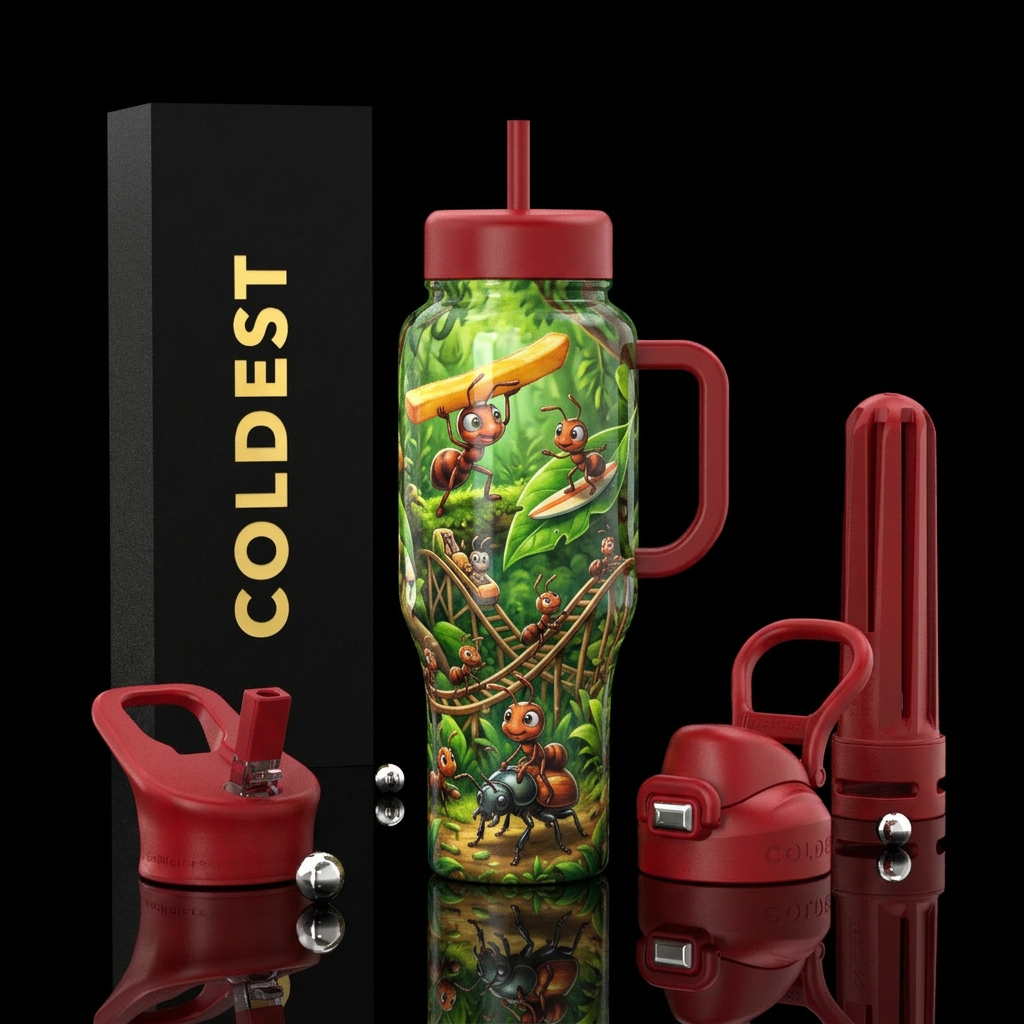Cartoon Ant Adventure More family-friendly. Cute a... water bottle design