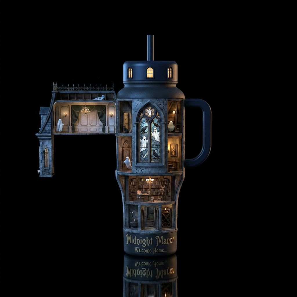 Midnight Manor Other strong names: The Haunted Est... water bottle design