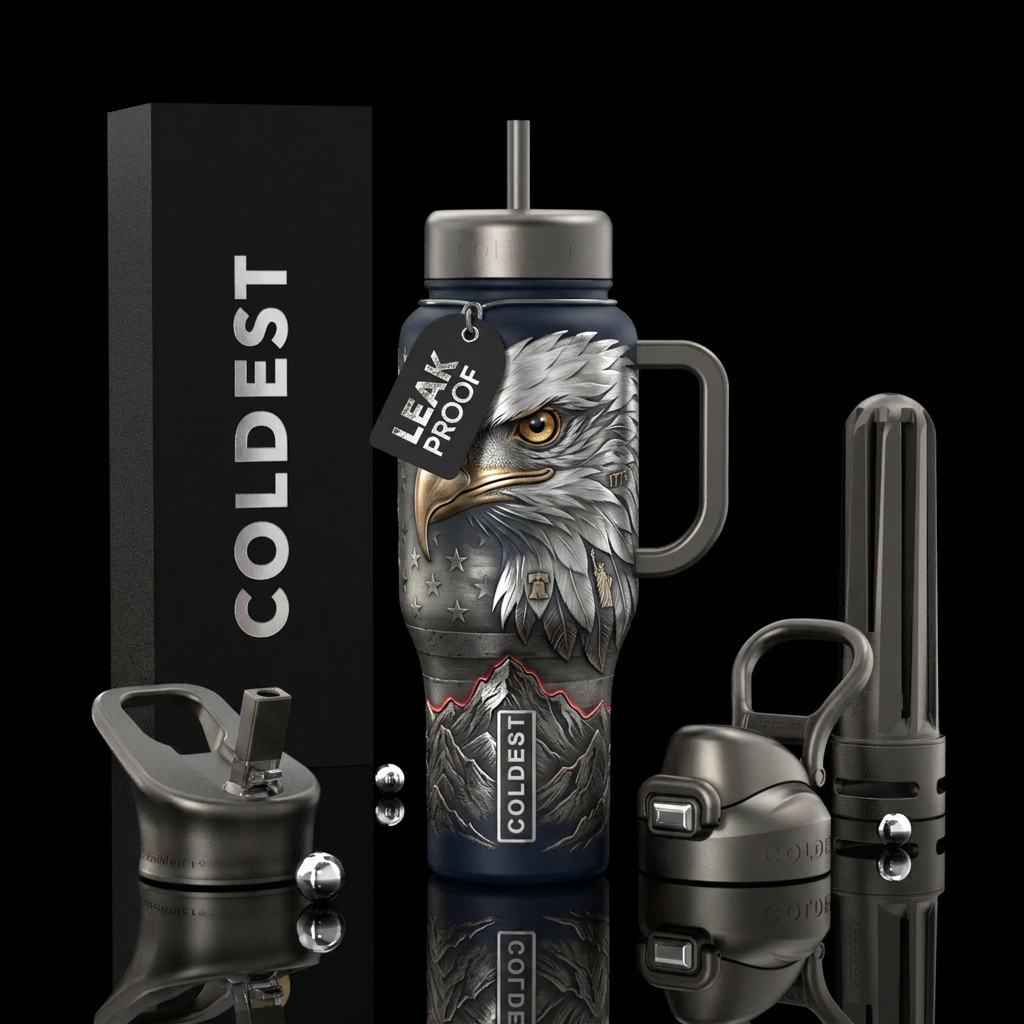 The American Steel Eagle™ 🇺🇸 Main Artwork Massiv... water bottle design