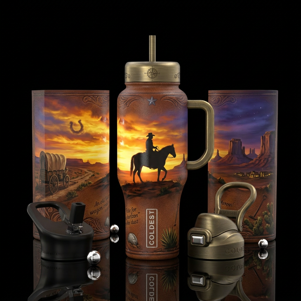 The Lone Cowboy: Last Light on the Frontier Overal... water bottle design
