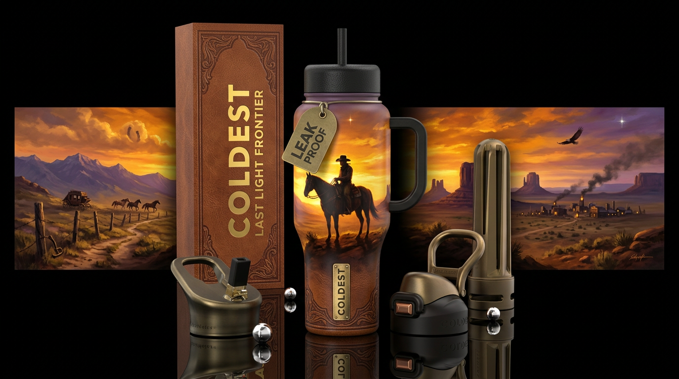 The Lone Cowboy: Last Light on the Frontier Overal... water bottle design