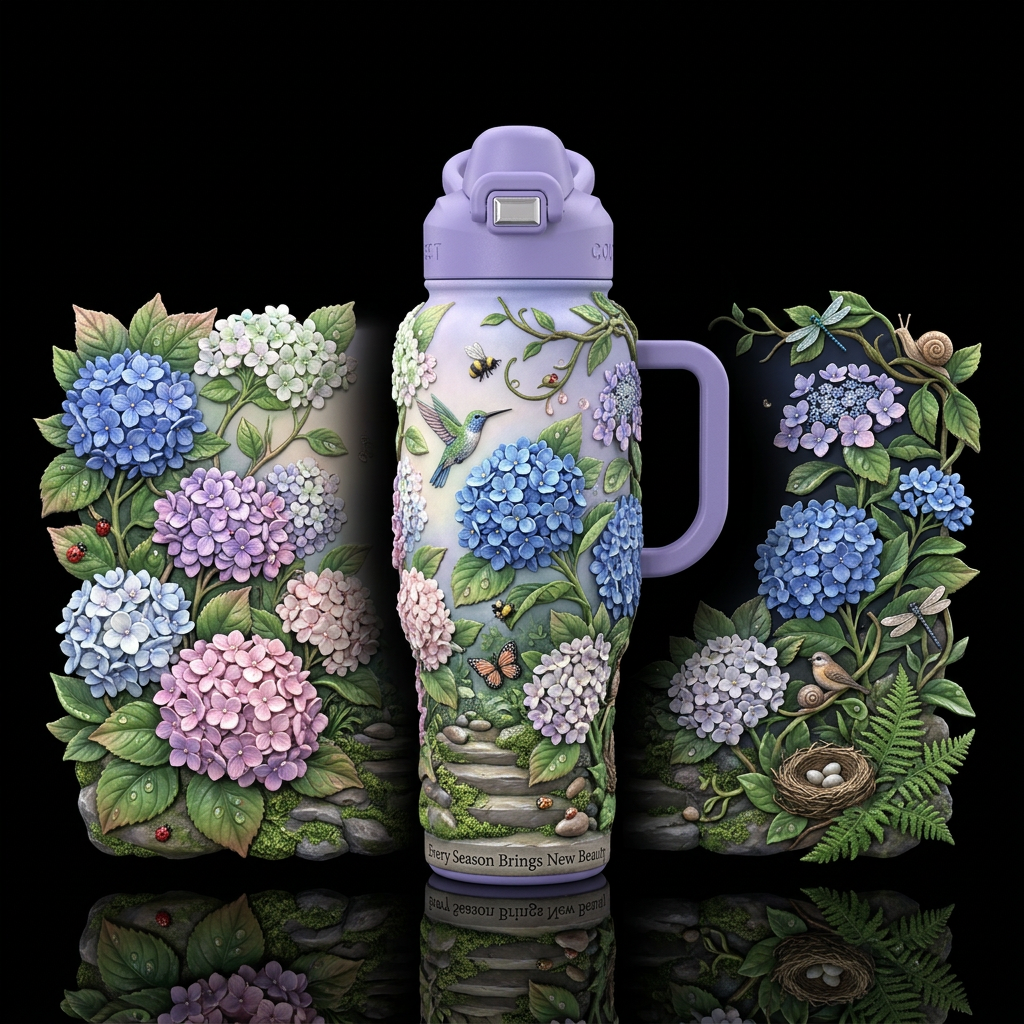 Hydrangea Haven Other premium names: Endless Summe... water bottle design