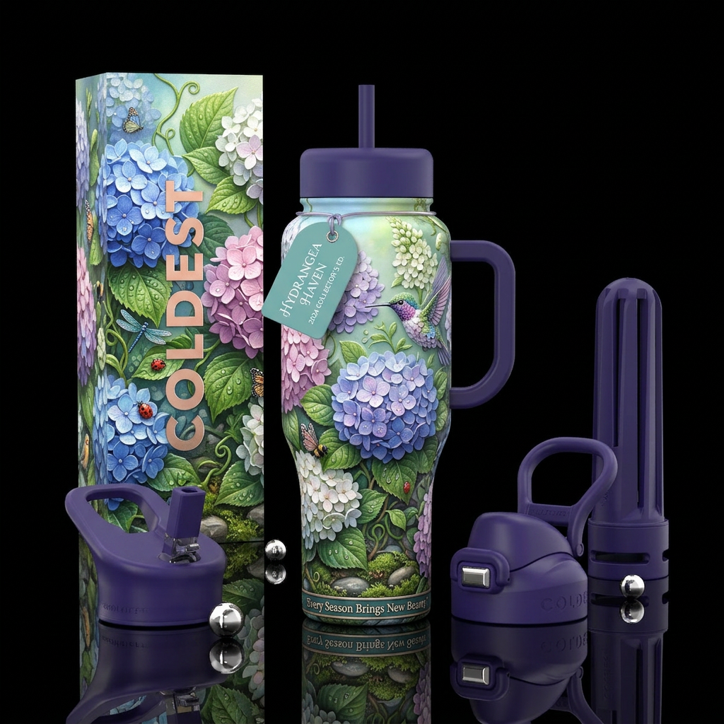 Hydrangea Haven Other premium names: Endless Summe... water bottle design