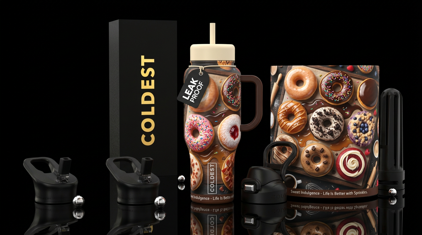 Sweet Indulgence Other premium names: The Donut Sh... water bottle design