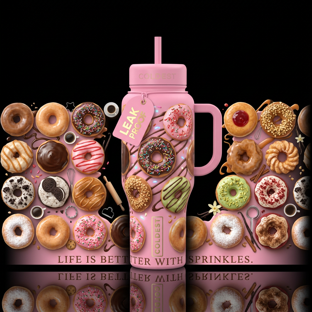 Sweet Indulgence Other premium names: The Donut Sh... water bottle design