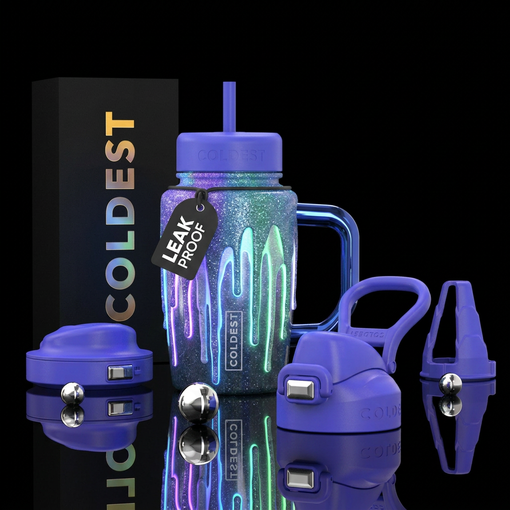 dripping, glowie, sparkly water bottle design