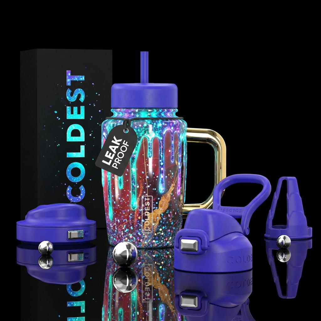 dripping, glowie, sparkly water bottle design