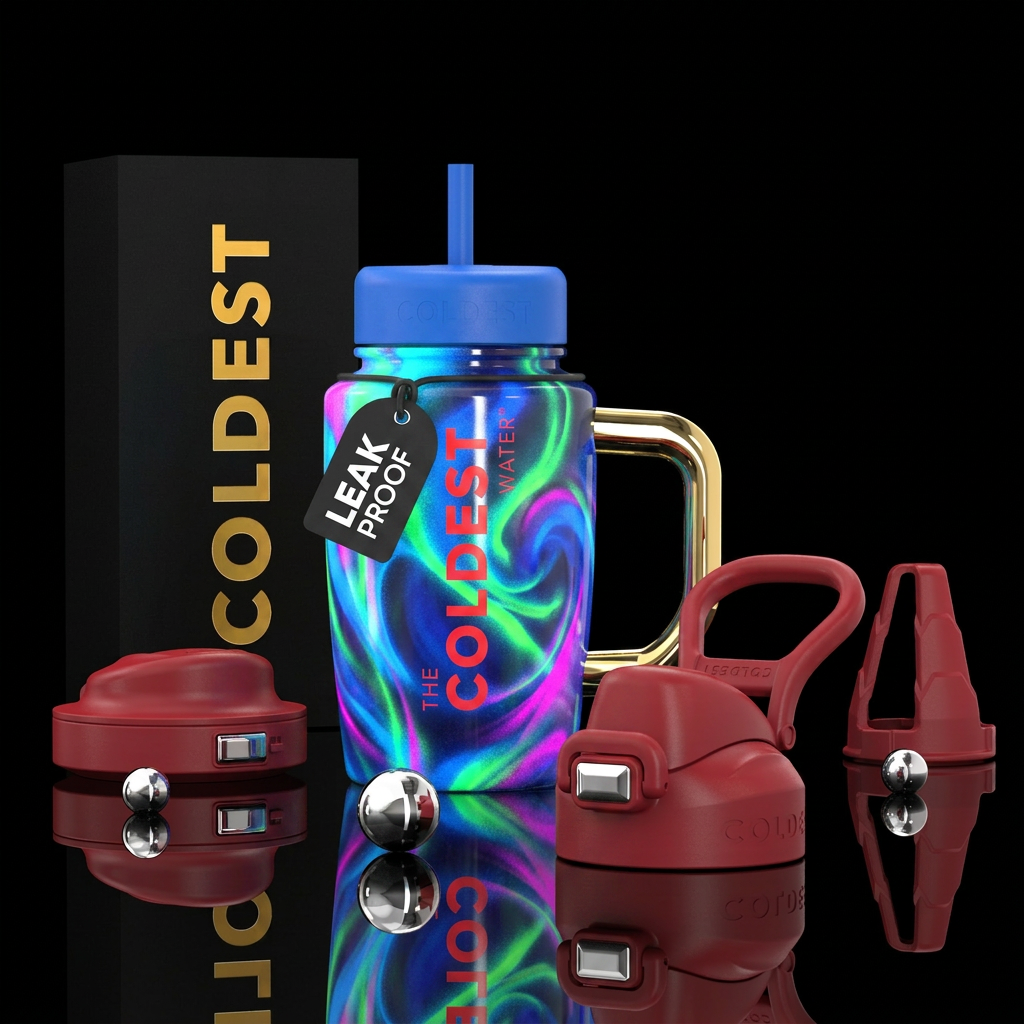 swirls, spray painted, glowie water bottle design
