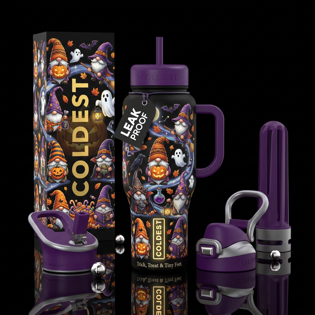A Halloween Gnomes tumbler could easily become one... water bottle design