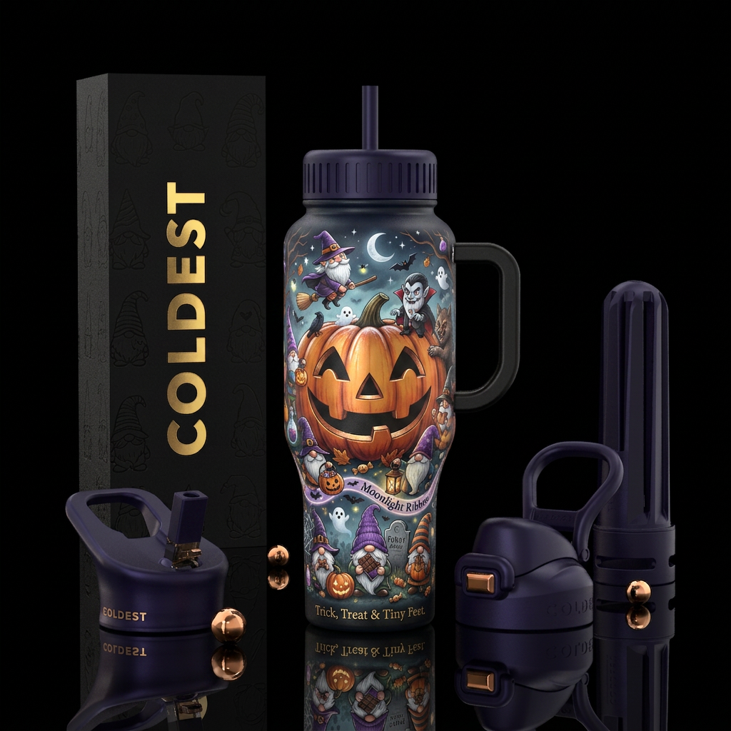 A Halloween Gnomes tumbler could easily become one... water bottle design