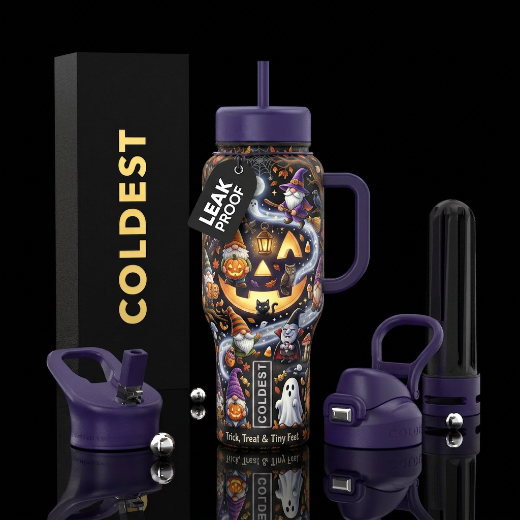 A Halloween Gnomes tumbler could easily become one... water bottle design