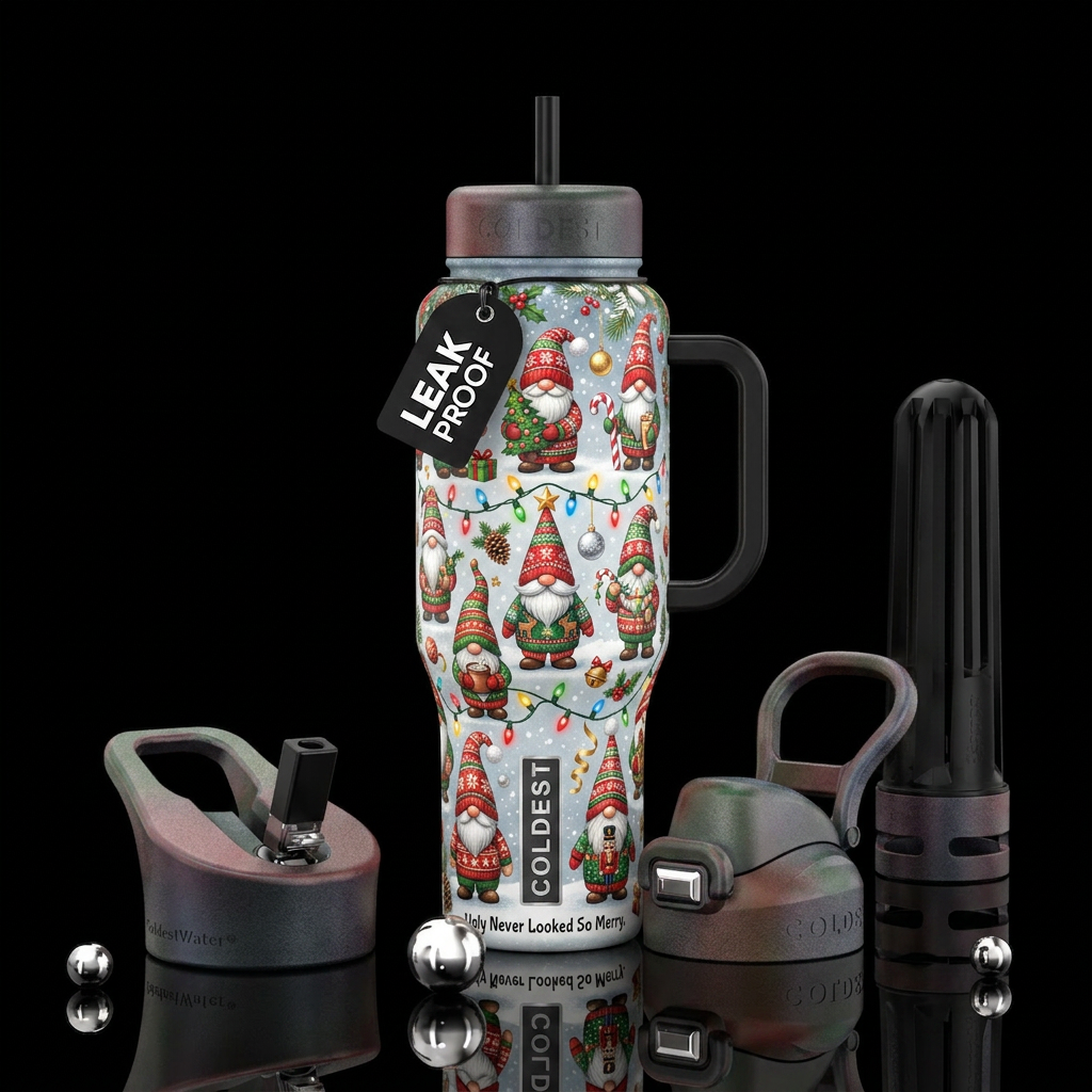 An Ugly Sweater Gnomes tumbler has the potential t... water bottle design