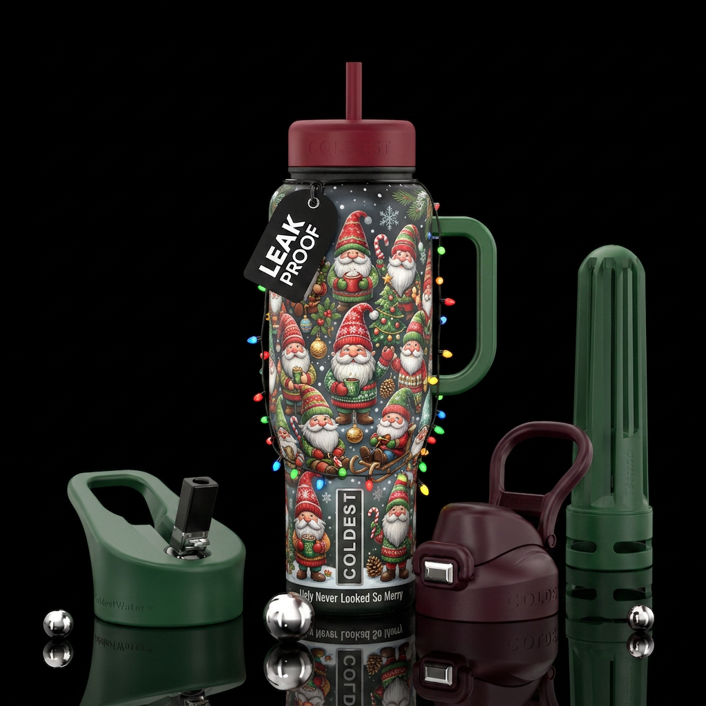 An Ugly Sweater Gnomes tumbler has the potential t... water bottle design