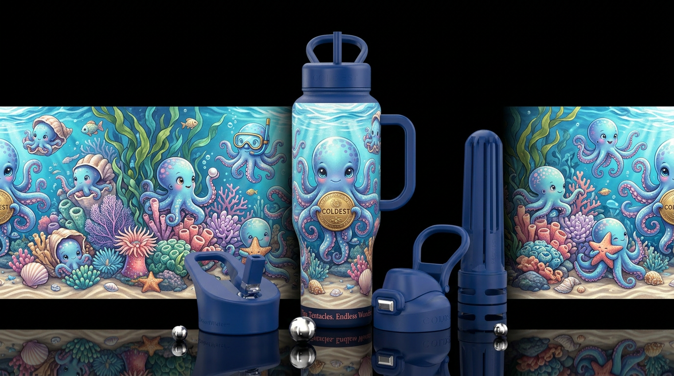 A Baby Octopus tumbler has the potential to become... water bottle design