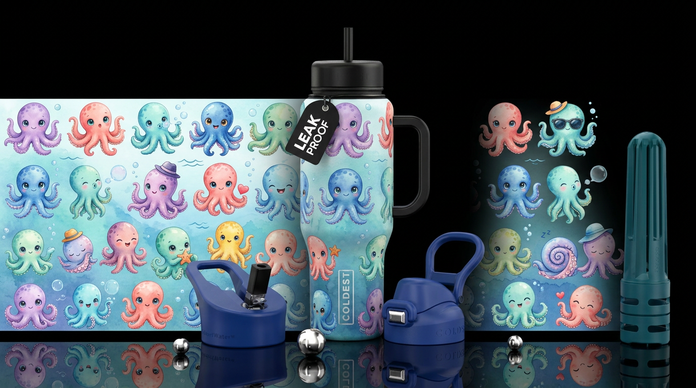 A Baby Octopus pattern covering the entire tumbler... water bottle design