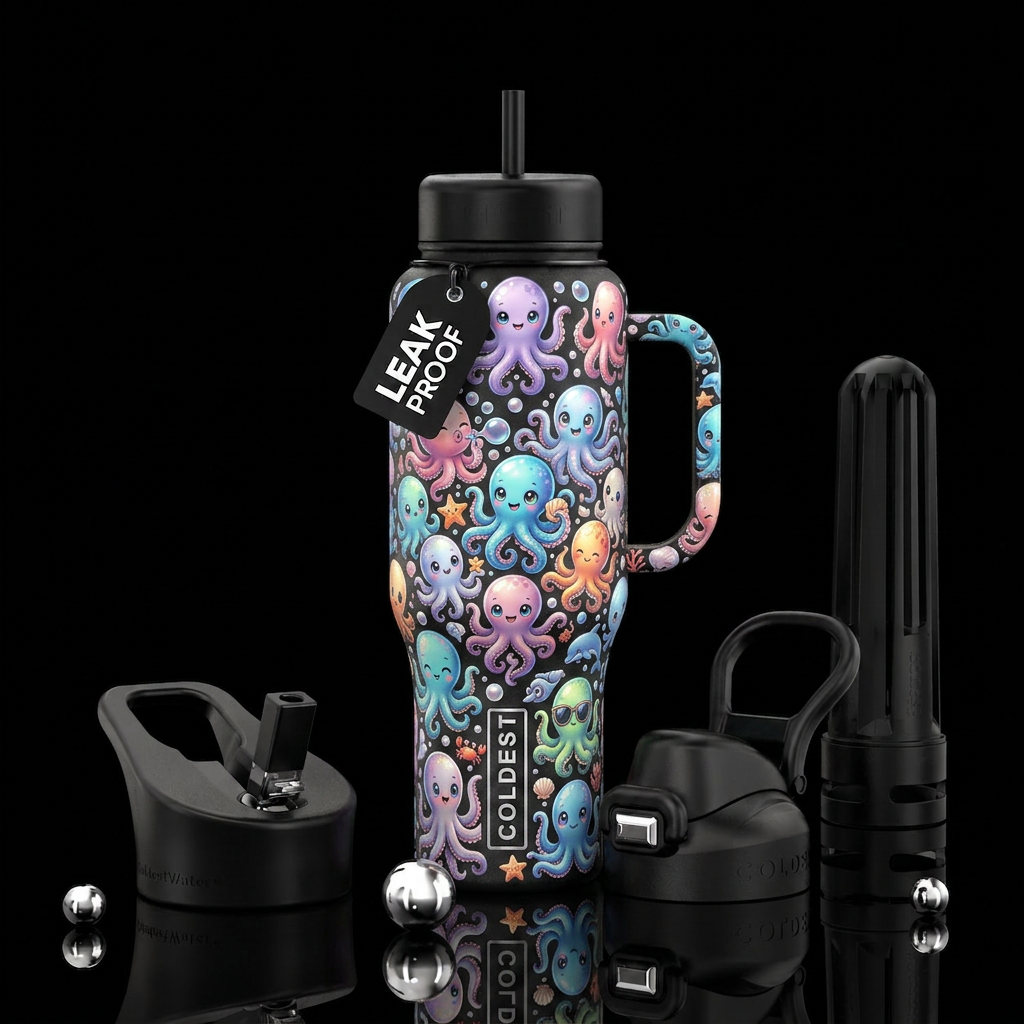 A Baby Octopus pattern covering the entire tumbler... water bottle design