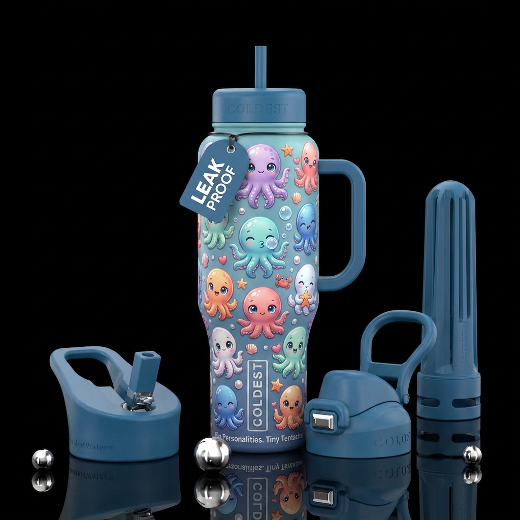 A Baby Octopus pattern covering the entire tumbler... water bottle design