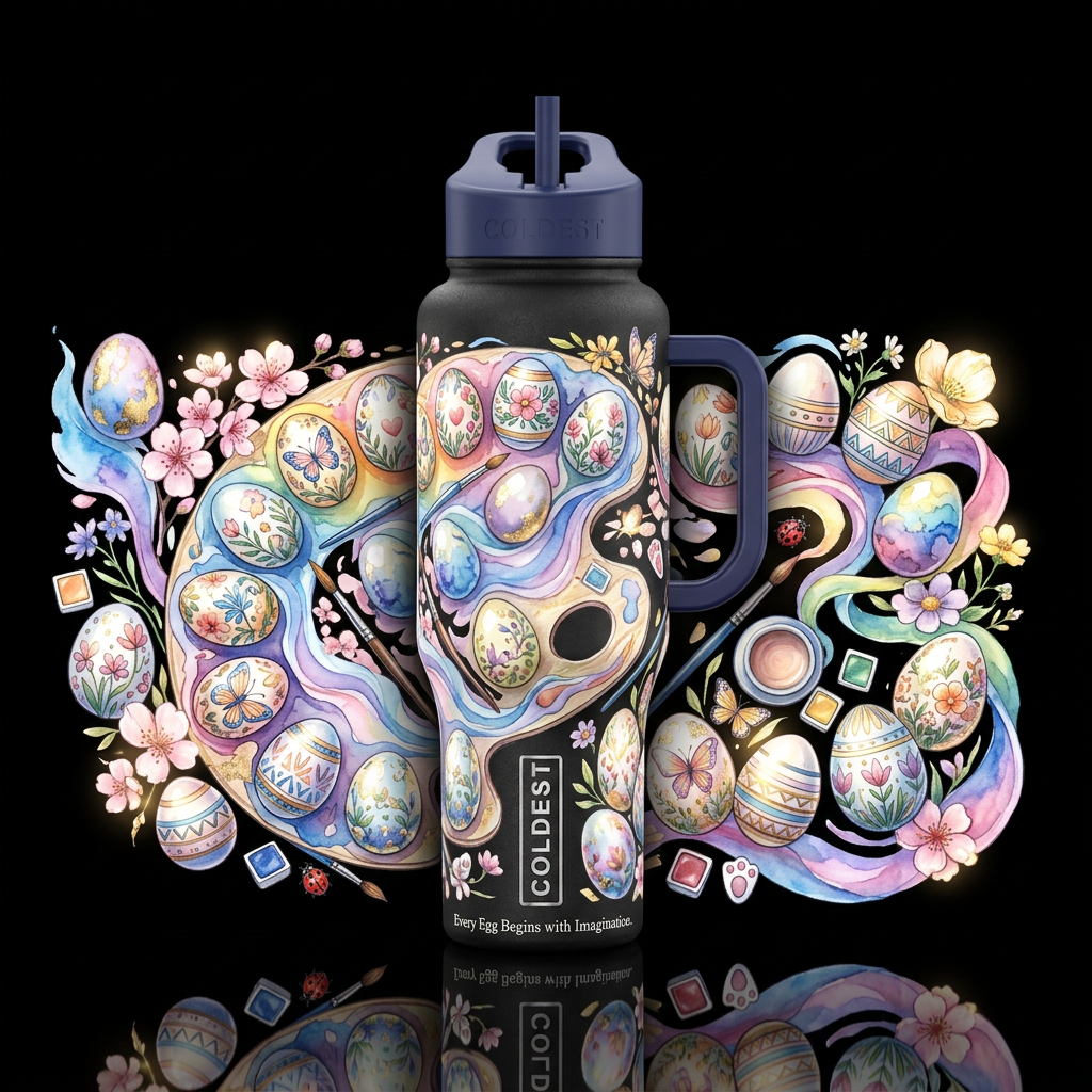 A Painting Easter Eggs tumbler has the potential t... water bottle design