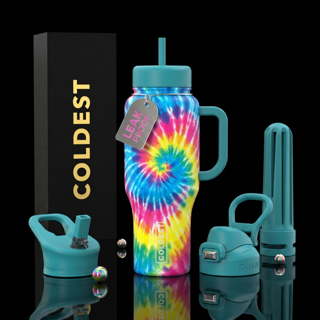 Tyedye dreams water bottle design
