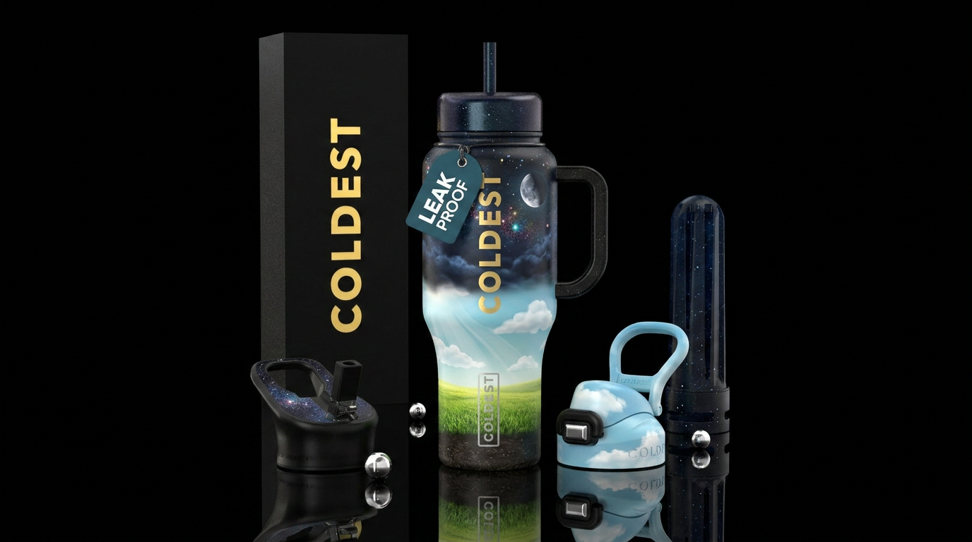 Sun and sky water bottle design