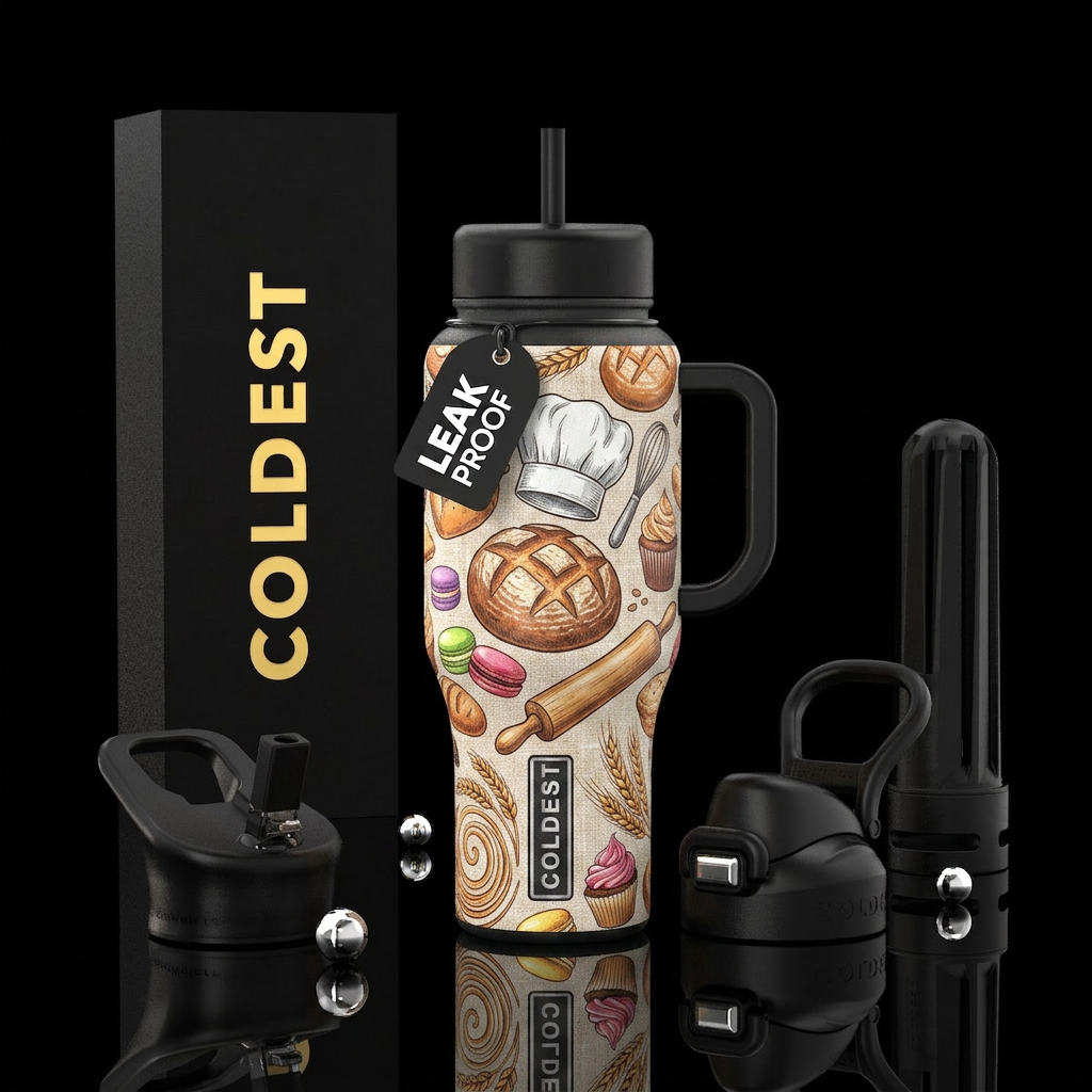 Chef, baker, sweet treats, sourdough bread, homema... water bottle design
