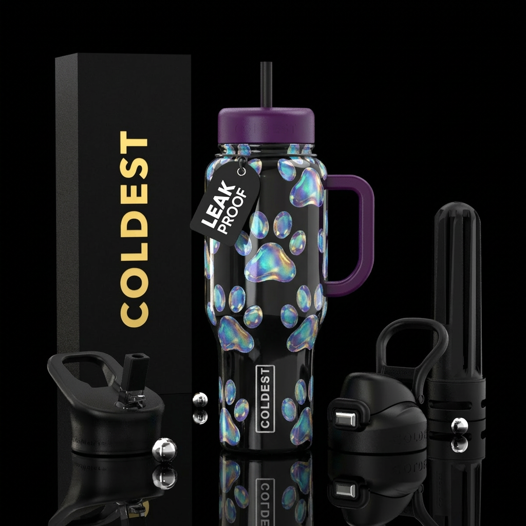 Opalene large dog paws, shiny water bottle design