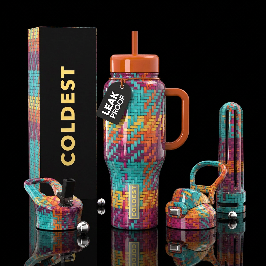 woven, retro,glossy water bottle design