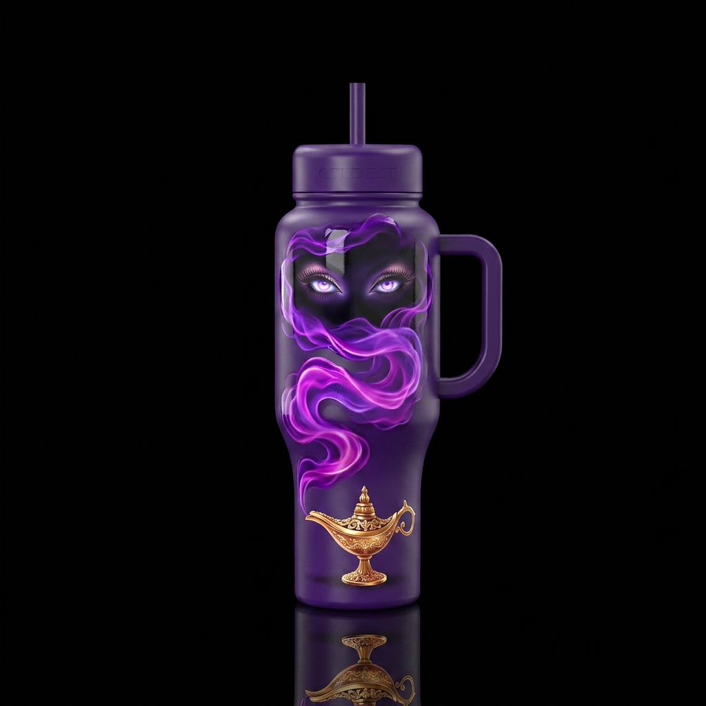 An Arabian style lamp with beautiful swirling purp... water bottle design