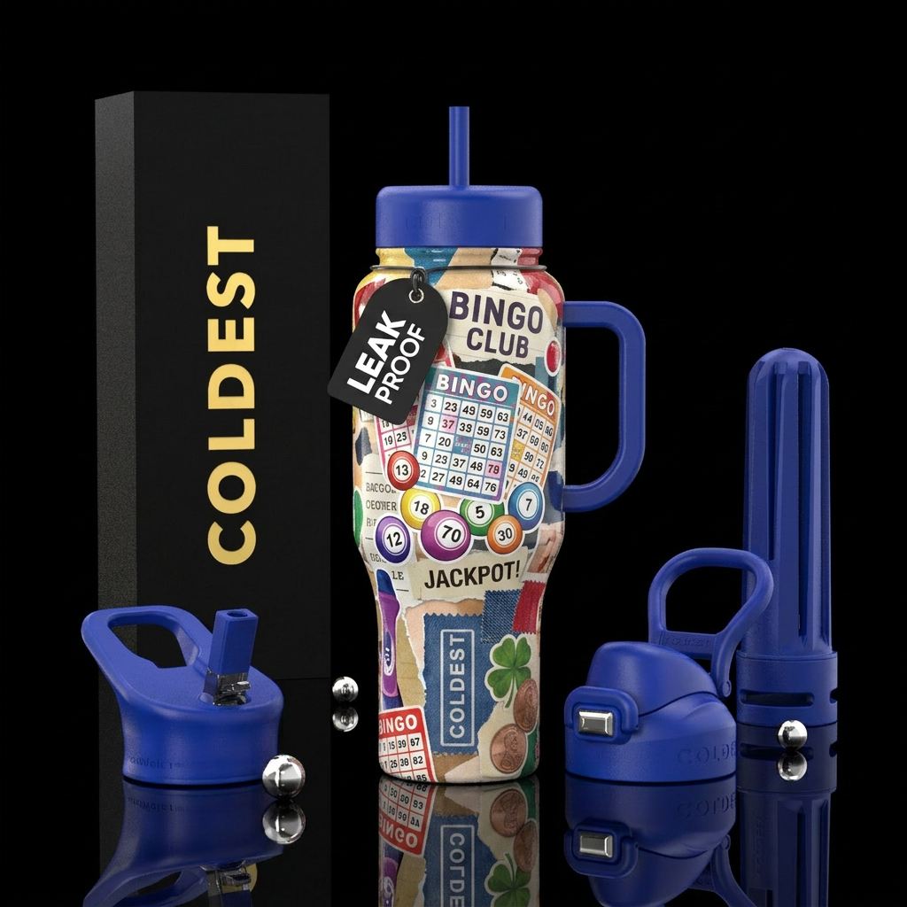Scrapbook, bingo night, glossy water bottle design