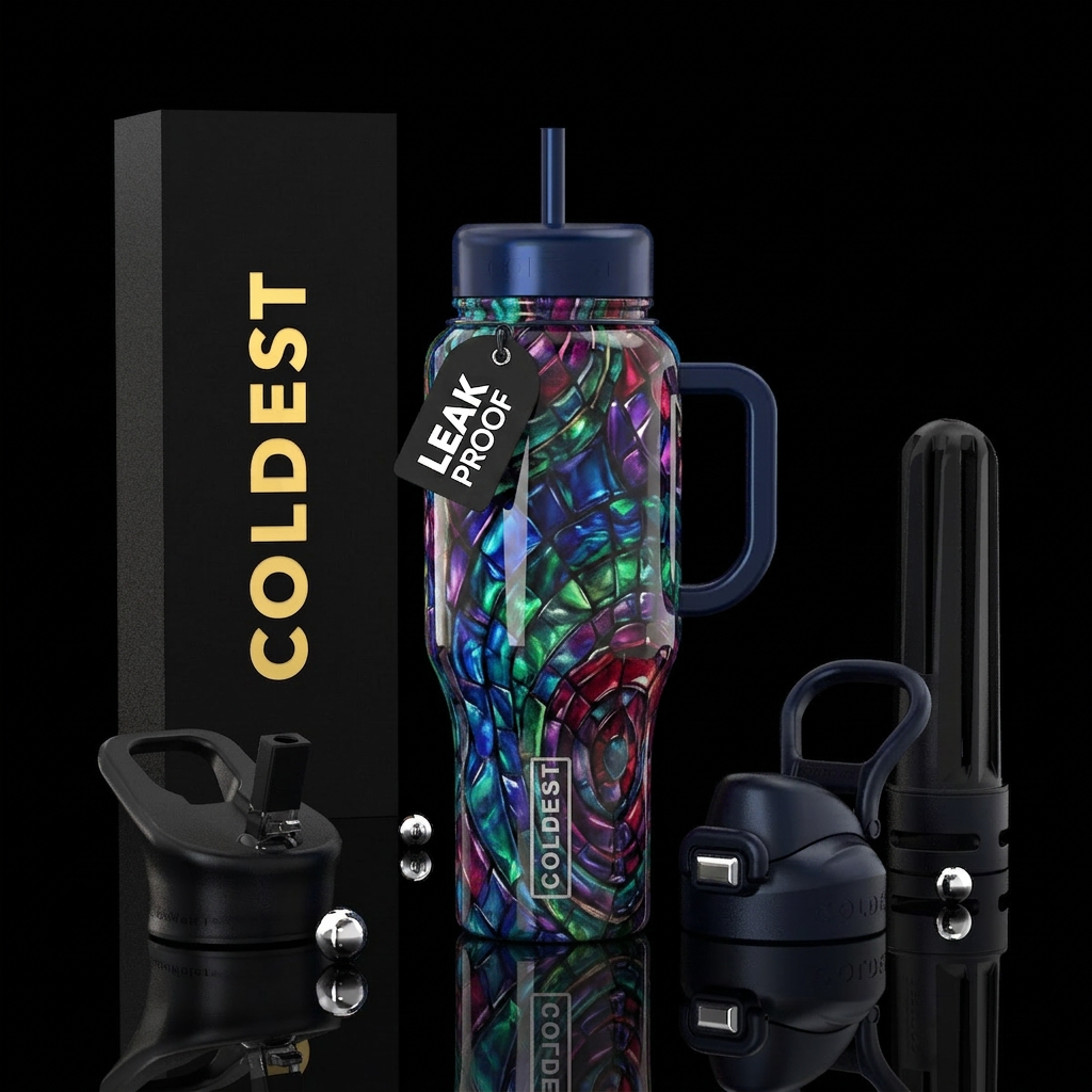 cadence,glossy, alluring, trompe-l'œil water bottle design