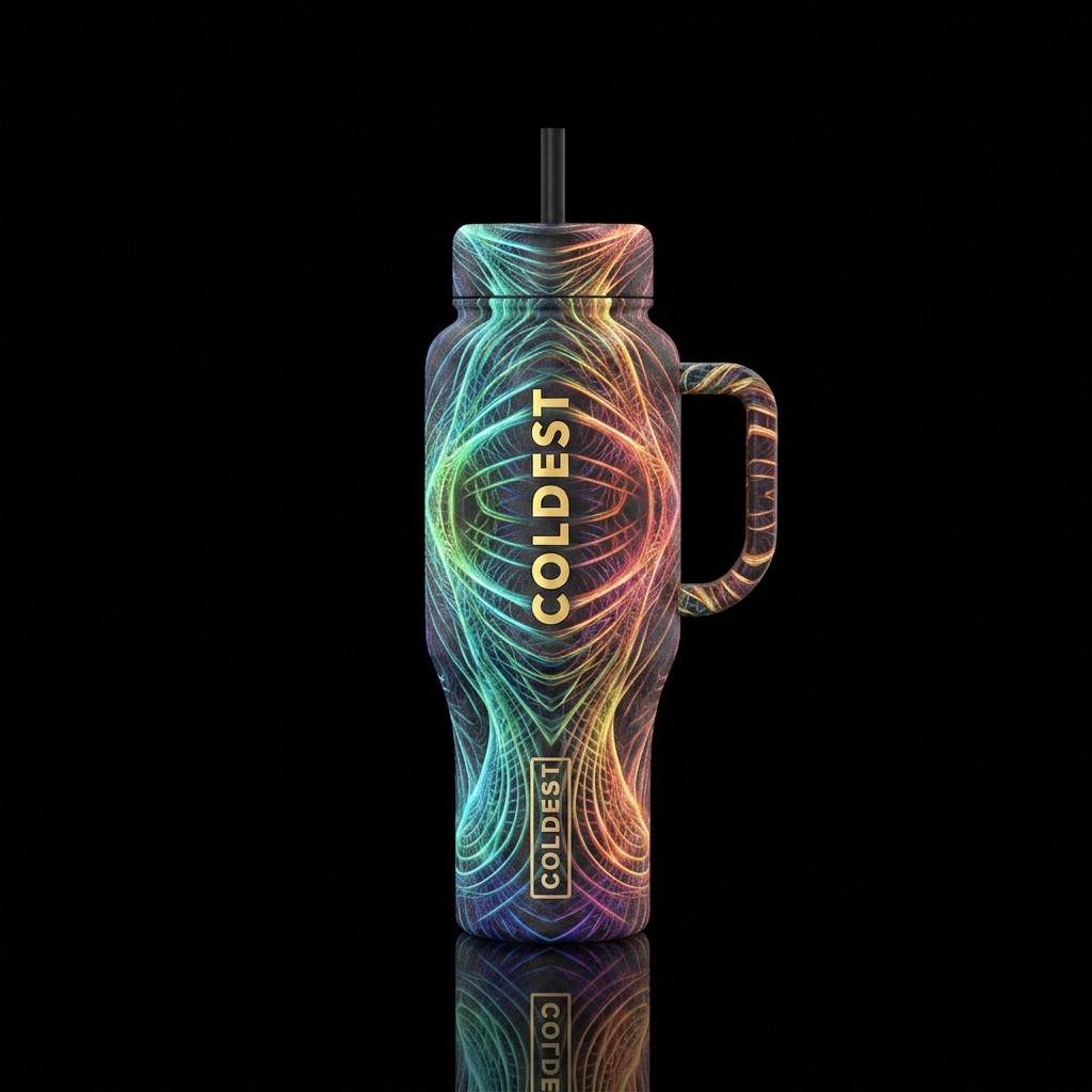 cadence,glossy, alluring, trompe-l'œil, glowie water bottle design