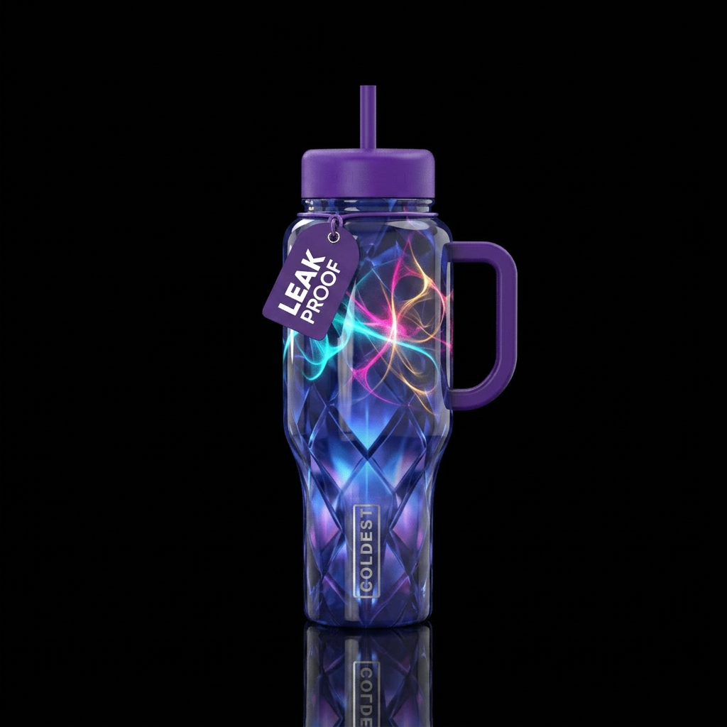 cadence,glossy, alluring, trompe-l'œil, glowie water bottle design